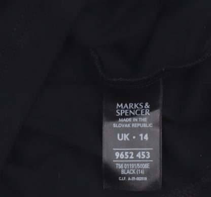 Marks and Spencer Womens Black Viscose 3/4 Sleeve Top Size 14