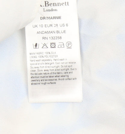 L.K. Bennett Women’s Blue Silk A-Line Dress UK 10 Classic Spring Style