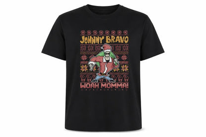 Cartoon Network Johnny Bravo Black Christmas Graphic Men's M T-Shirt