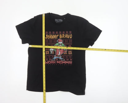 Cartoon Network Johnny Bravo Black Christmas Graphic Men's M T-Shirt