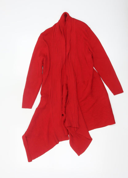Roman Womens Red Long Sleeve Open Front Knit Cardigan Size 12