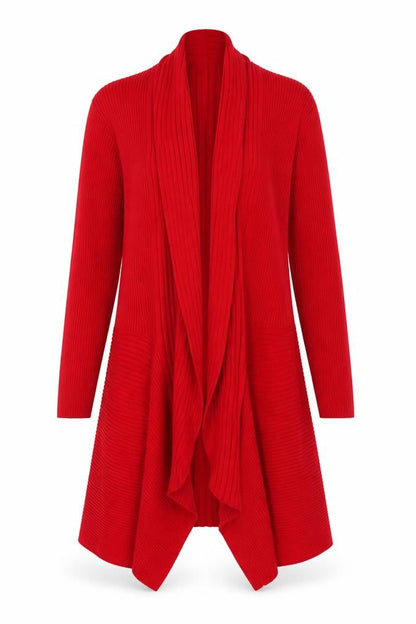 Roman Womens Red Long Sleeve Open Front Knit Cardigan Size 12