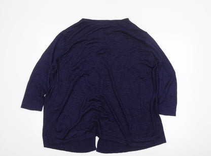 Monsoon Women's Blue Glitter Open Front Knit Cardigan XL