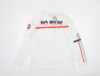 Next Boys White Long Sleeve Graphic T-Shirt 13 Years Casual Cotton Top