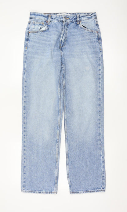 Bershka Women’s Blue High Rise Straight Denim Jeans Size 10