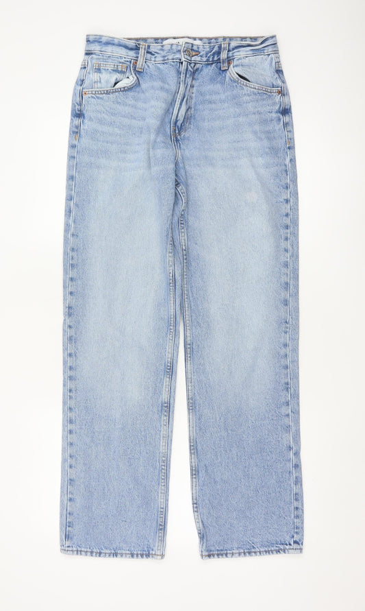 Bershka Women’s Blue High Rise Straight Denim Jeans Size 10