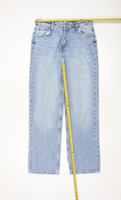 Bershka Women’s Blue High Rise Straight Denim Jeans Size 10