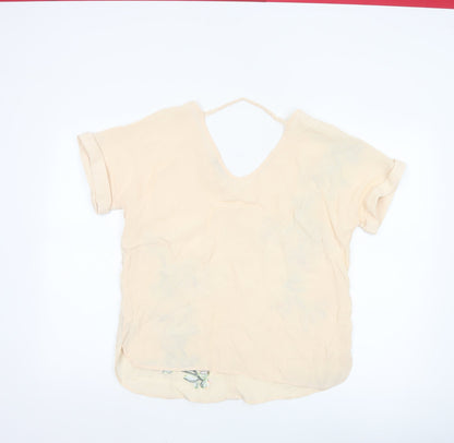 Oasis Women’s Beige Floral Embroidered Tunic Blouse Size 12
