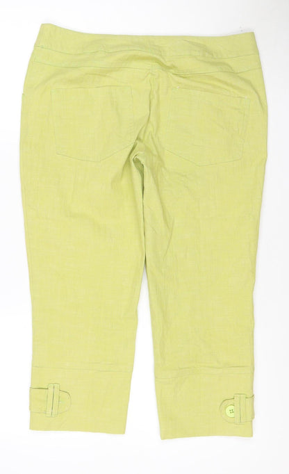 SOLO Italy Women’s Green Linen Blend Cropped Jeans Size 14