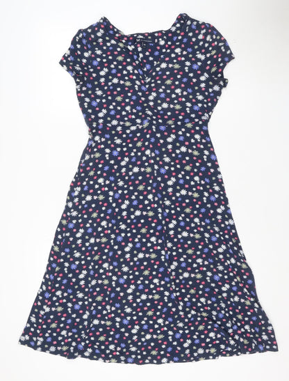 Crew Clothing Women Blue Floral Fit & Flare Dress Size 10