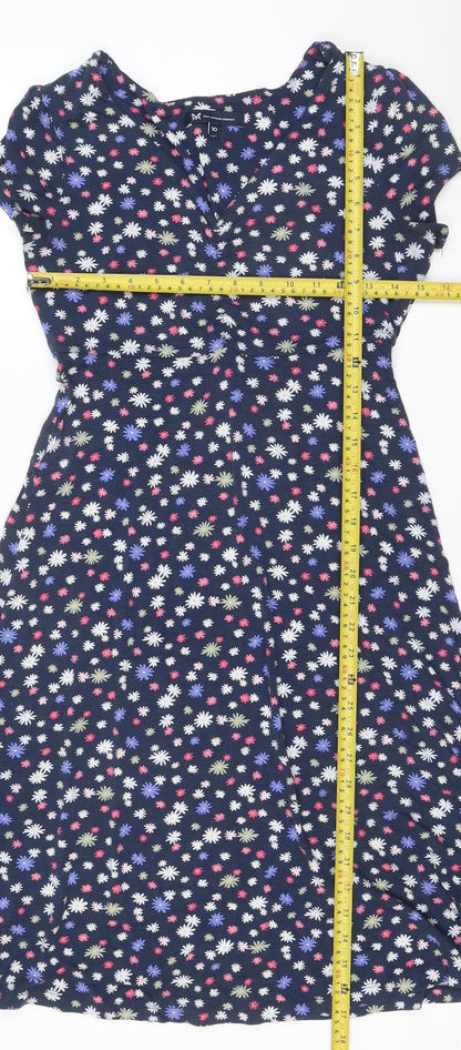 Crew Clothing Women Blue Floral Fit & Flare Dress Size 10