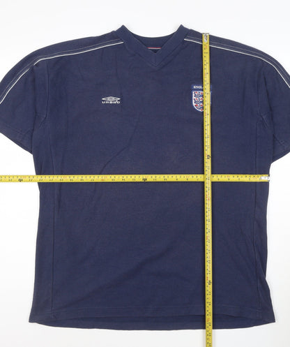Umbro Men’s Blue England V-Neck Short Sleeve T-Shirt XL
