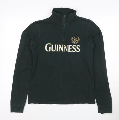 Guinness Women's Dark Green 1/4 Zip Long Sleeve Cotton Sweatshirt L