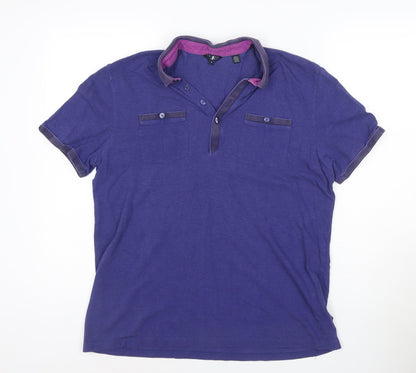 Ted Baker London Men's Blue Short Sleeve Polo Shirt Size L Cotton Blend