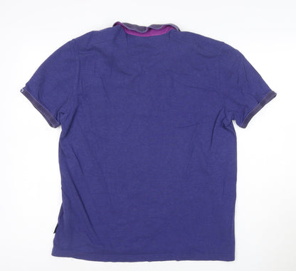 Ted Baker London Men's Blue Short Sleeve Polo Shirt Size L Cotton Blend