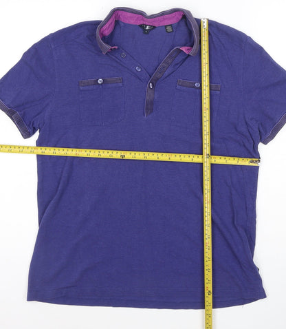 Ted Baker London Men's Blue Short Sleeve Polo Shirt Size L Cotton Blend