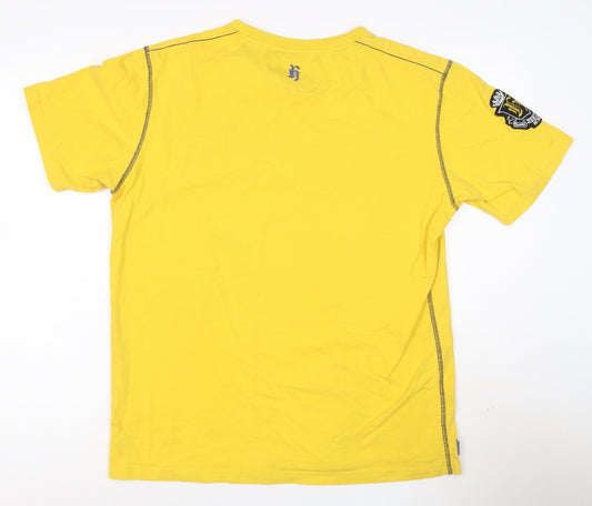 Henleys Men's Yellow 'Silver Lions' Graphic Cotton T-Shirt Size S