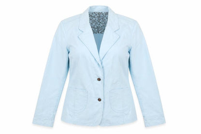 JIANQUE Women Blue 100% Cotton Single-Breasted Blazer Jacket Size L
