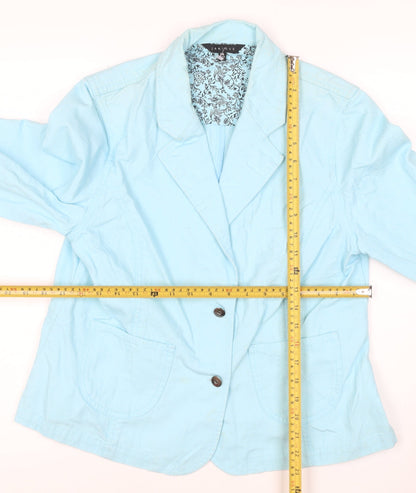 JIANQUE Women Blue 100% Cotton Single-Breasted Blazer Jacket Size L
