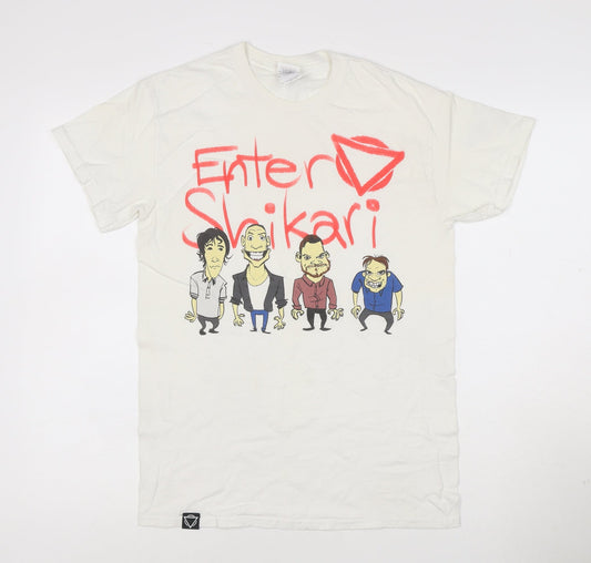 Gildan Men’s White Enter Shikari Band Graphic Cotton T-Shirt Size S