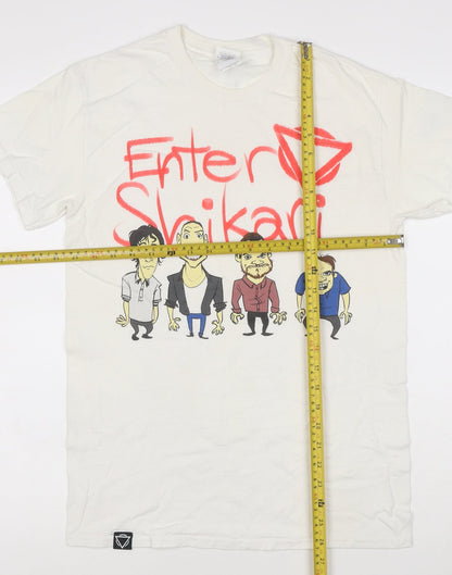 Gildan Men’s White Enter Shikari Band Graphic Cotton T-Shirt Size S