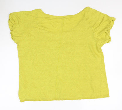 White Stuff Women's Green Linen T-Shirt Size 18 Short Sleeve