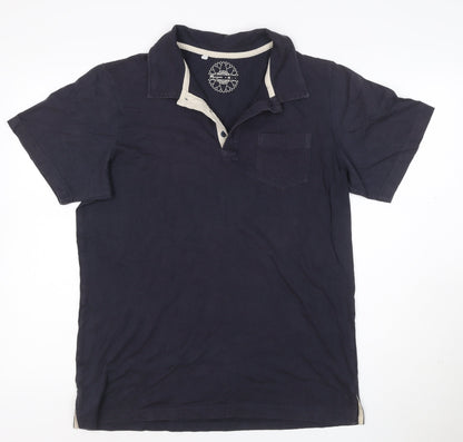 Monsoon Men's Blue Cotton Polo Shirt Size M Short Sleeve