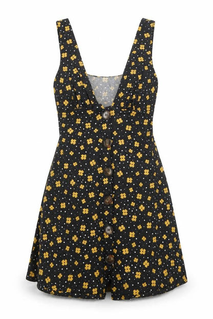 ASOS Womens Black Floral V-Neck Button Camisole Tank Top Size 8