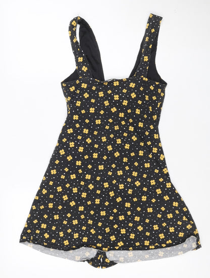 ASOS Womens Black Floral V-Neck Button Camisole Tank Top Size 8
