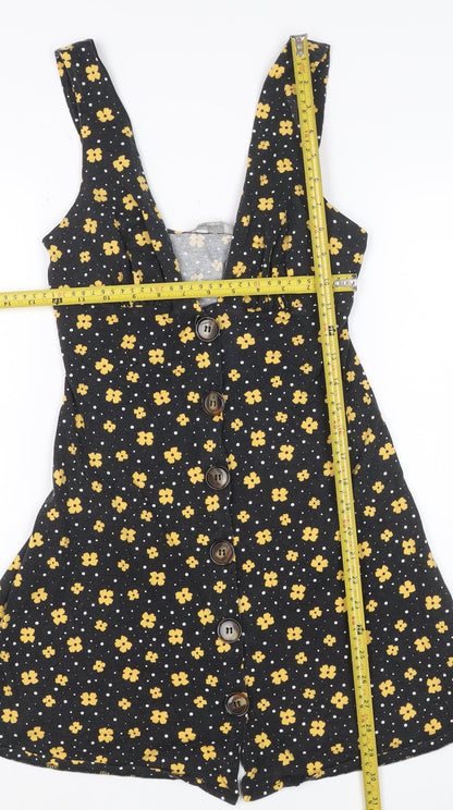 ASOS Womens Black Floral V-Neck Button Camisole Tank Top Size 8