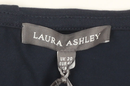 Laura Ashley Women's Blue 3/4 Sleeve Cotton Stretch Jersey Top UK 20