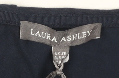 Laura Ashley Women's Blue 3/4 Sleeve Cotton Stretch Jersey Top UK 20