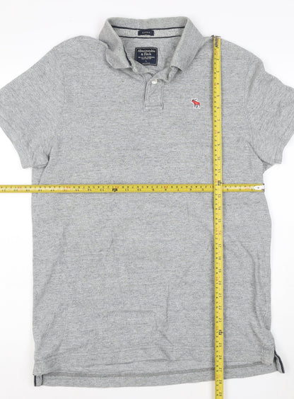 Abercrombie & Fitch Men's Grey Classic Fit Cotton Polo Shirt L