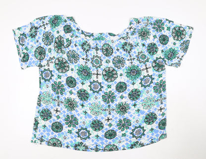 Evans Women's Blue Floral Tunic Blouse Size 22 Viscose Top