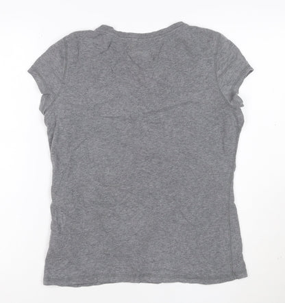 Marks and Spencer Womens Grey Henley T-Shirt UK 10 Short Sleeve