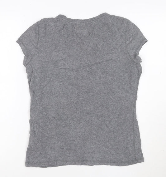 Marks and Spencer Womens Grey Henley T-Shirt UK 10 Short Sleeve