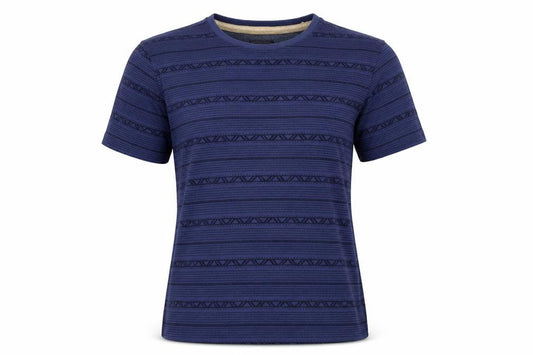 FatFace Women Blue Geometric Linen Cotton Short Sleeve T-Shirt Size S