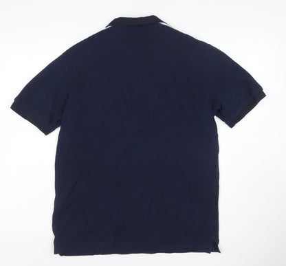 Zara Men's Blue Cotton Short Sleeve Polo Shirt Size L