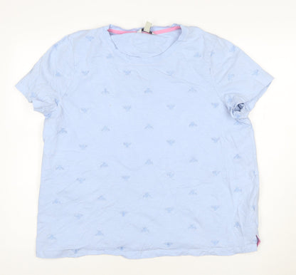 Joules Women's Blue Embroidered Bee Cotton T-Shirt Size 20