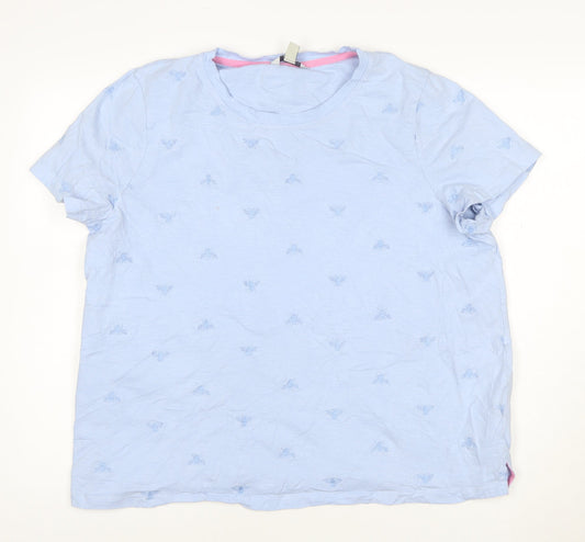 Joules Women's Blue Embroidered Bee Cotton T-Shirt Size 20