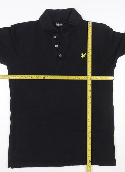 Lyle & Scott Men’s Black Long Sleeve Cotton Polo Shirt Size S