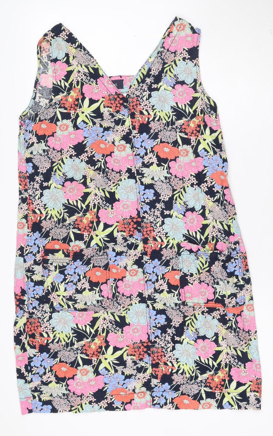 Next Women’s Multicoloured Floral Shift Dress Size 12 Sleeveless Linen Blend