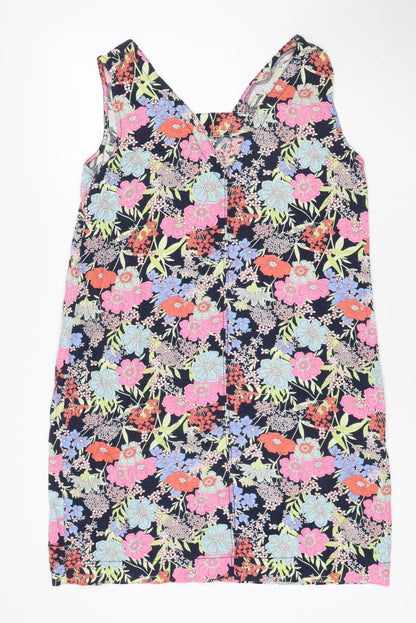 Next Women’s Multicoloured Floral Shift Dress Size 12 Sleeveless Linen Blend