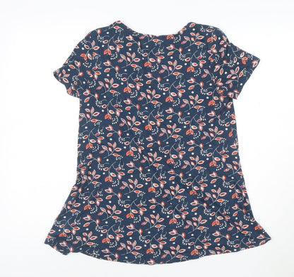 Seasalt Cornwall Women's Blue Floral Organic Cotton Tunic Blouse UK 10