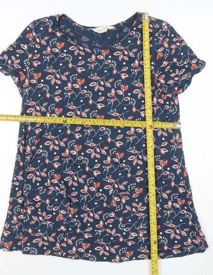 Seasalt Cornwall Women's Blue Floral Organic Cotton Tunic Blouse UK 10