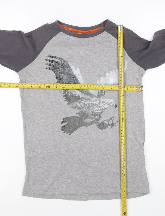 Blue Harbour Boys Grey Long Sleeve Eagle Graphic T-Shirt Age 11-12