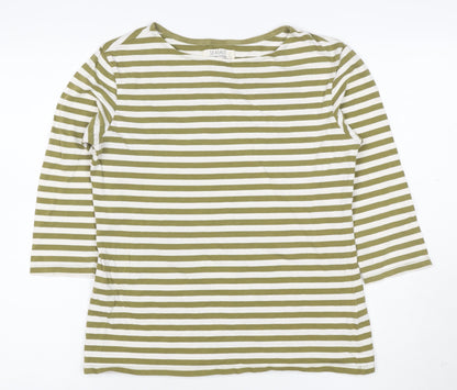 Seasalt Women’s Green Striped Organic Cotton 3/4 Sleeve Sailor Top Size 12