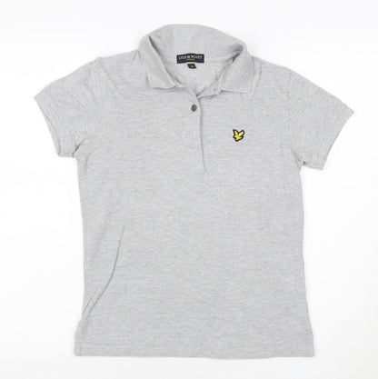 Lyle & Scott Womens Grey Polo Shirt Size M Cotton Short Sleeve