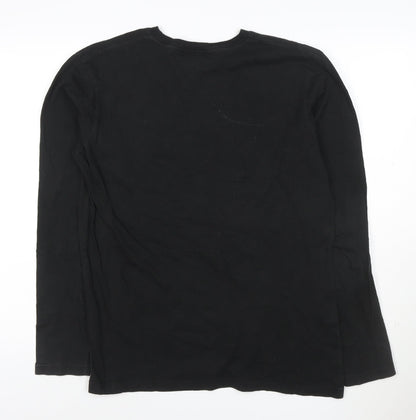 Nicce London Men's Black Long Sleeve Cotton Crew Neck T-Shirt Size M