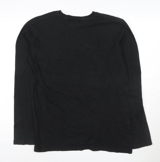Nicce London Men's Black Long Sleeve Cotton Crew Neck T-Shirt Size M